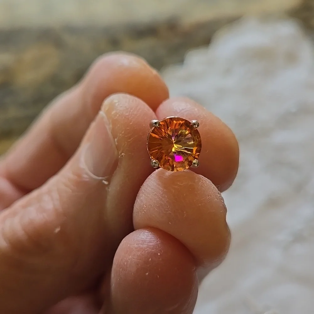 Rainbow Topaz Sterling Silver Studs - Picture 3 of 8